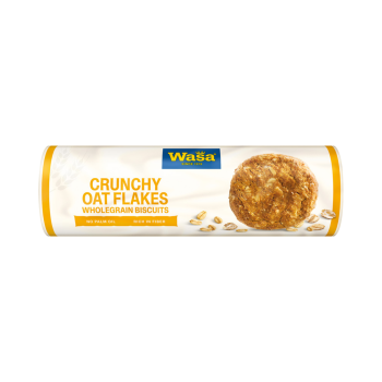 Wasa Crunchy Oat Flakes Vollkornkekse, mit Haferflocken, 250g Produktbild, Vorderseite der Verpackung